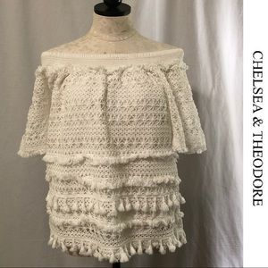 NWT | Chelsea & Theodore | Lace & Tassel Shirt | L